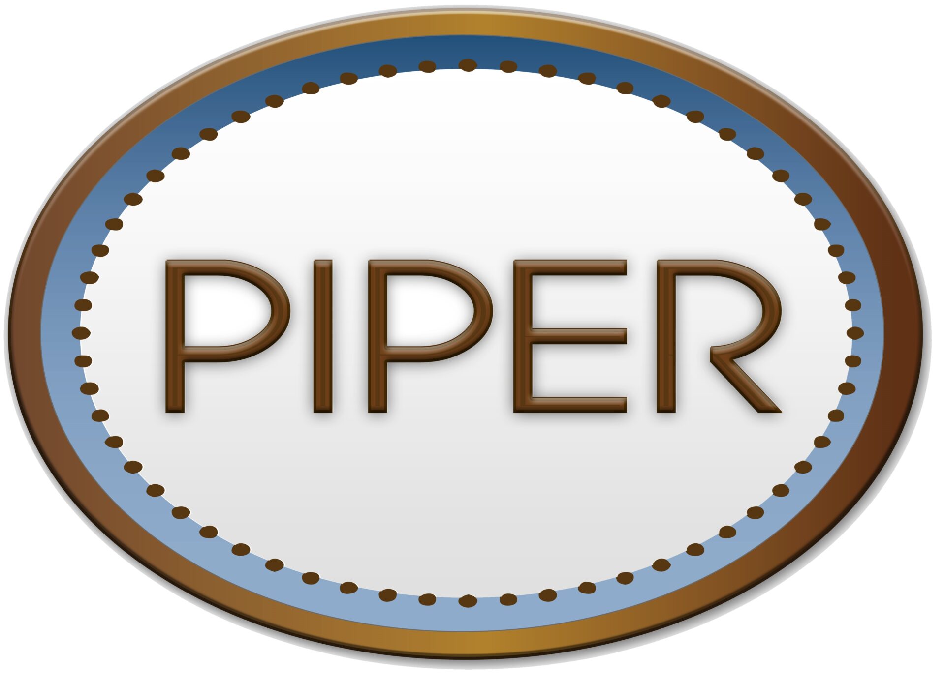 a round button with the word piper on it